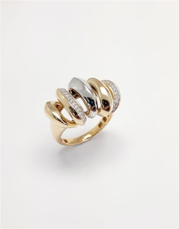 ANEL RINASCERE 5 GOMOS COM APLIQUE EM AU BRANCO E DIAMANTE 