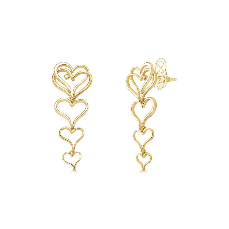 BRINCO CUORE TODO AMARELO COM DIAMANTE