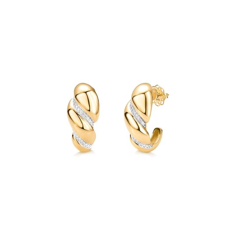 BRINCO MEIA ARGOLA QUERENCIA COM DIAMANTE - MOD COM FORRO EAR HOOK 