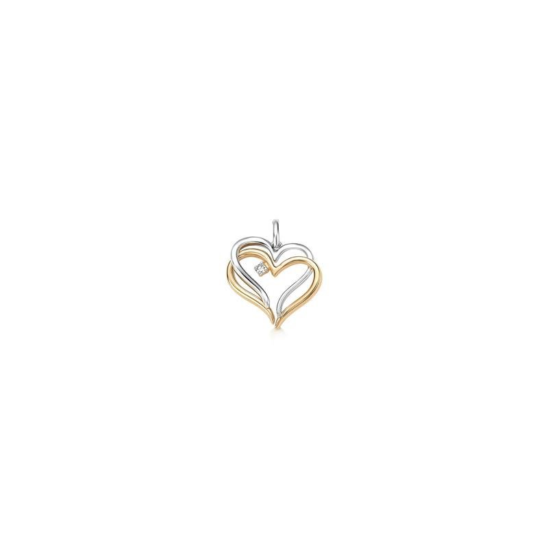 PINGENTE CUORE DUO COM DIAMANTE 