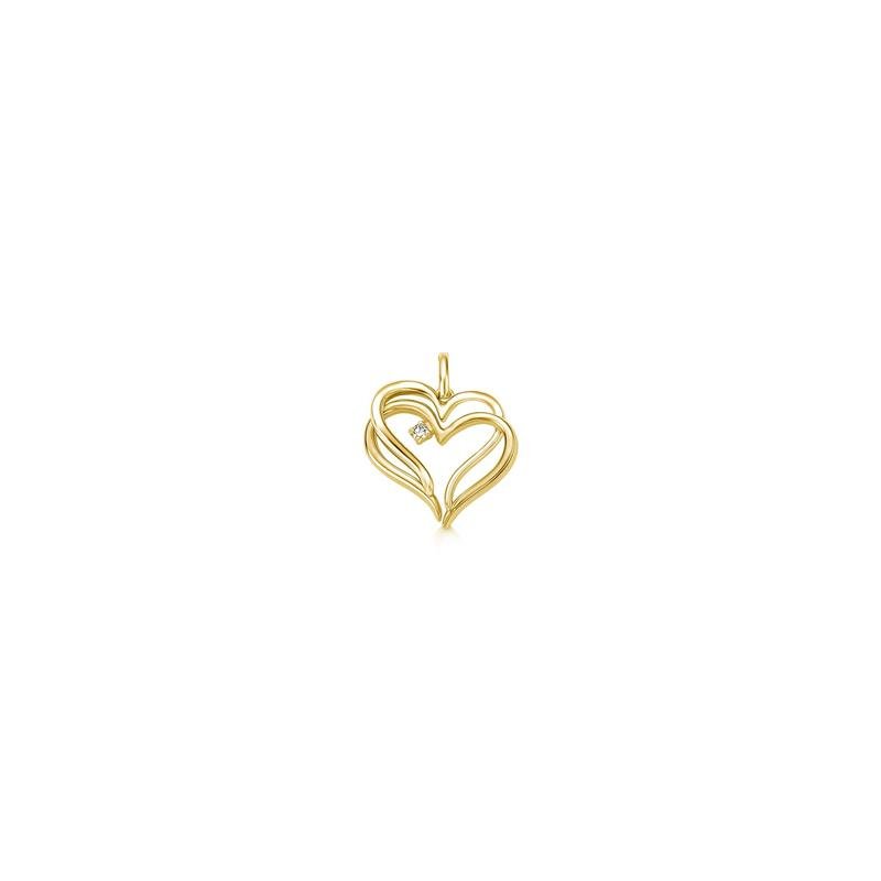 PINGENTE CUORE TODO AMARELO COM DIAMANTE 
