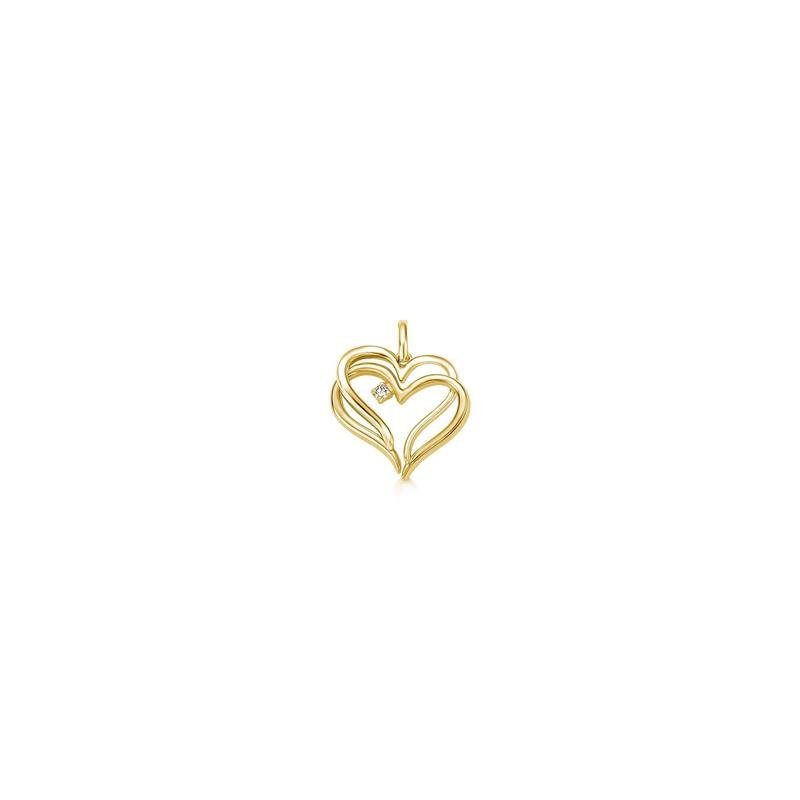 PINGENTE CUORE TODO AMARELO COM ZIRCONIA BRANCA