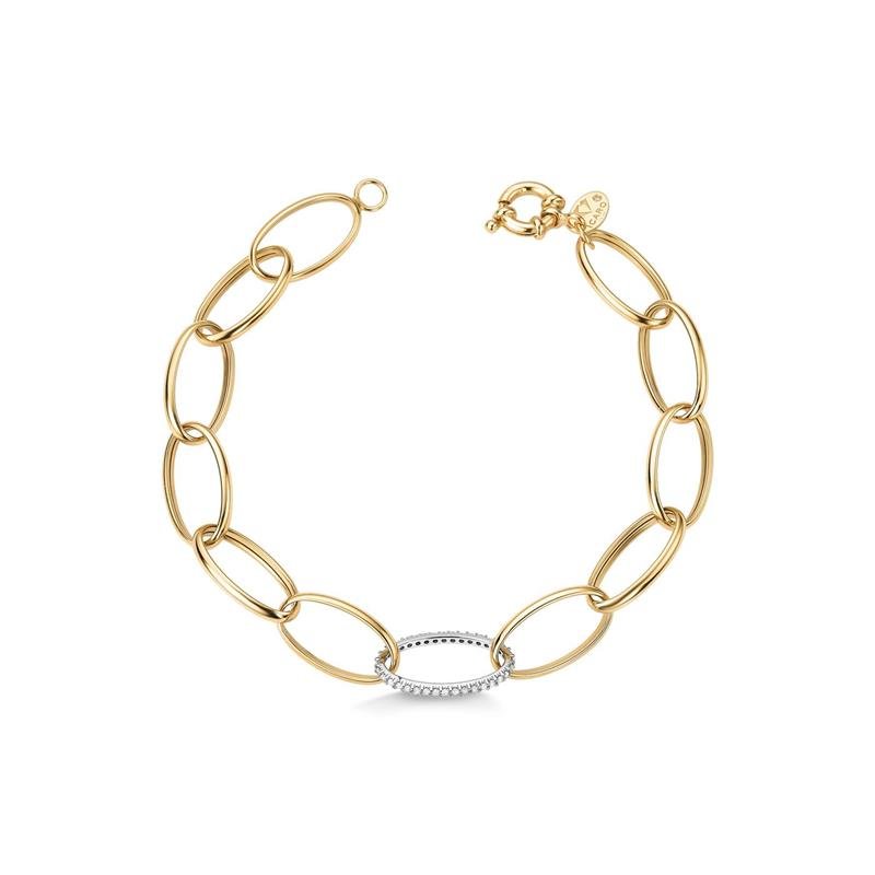 PULSEIRA OVAL ELO CENTRAL AU BRANCO C/TOP.BRANCO
