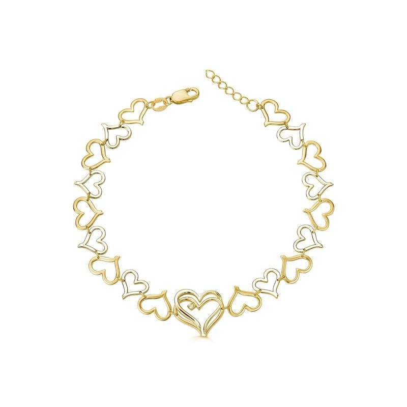 PULSEIRA CUORE TODO AMARELO COM TOPAZIO BRANCO