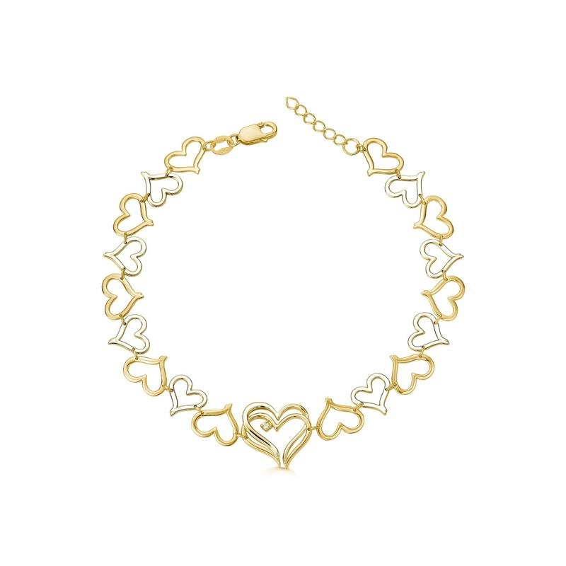 PULSEIRA CUORE TODO AMARELO COM ZIRCONIA BRANCA 