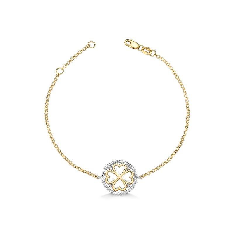PULSEIRA AMORE TREVO DUO COM TOPAZIO BRANCO 